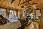 King master bedroom on main with private deck and fireplace